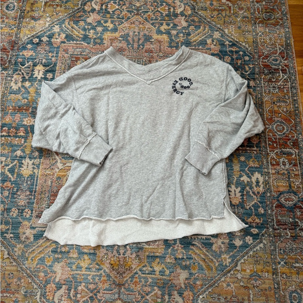 Aerie Good Vibes Oversized Distressed Sweatshirt